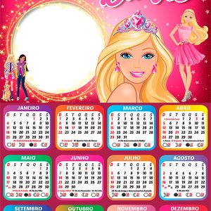Calendário 2026 Barbie PNG Arte Digital