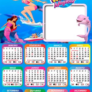 Calendário 2026 Barbie e os Golfinhos Mágicos PNG Arte Digital