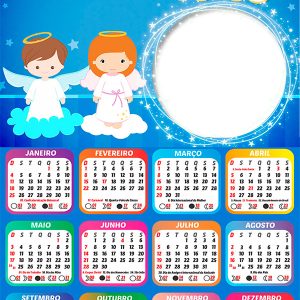 Calendário 2026 Batizado Menino e Menina PNG Arte Digital