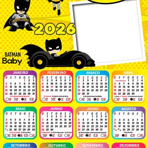 Calendário 2026 Batman Baby PNG Arte Digital