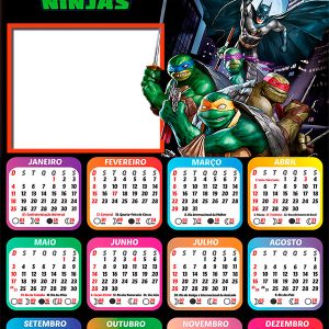 Calendário 2026 Batman vs As Tartarugas Ninjas PNG Arte Digital