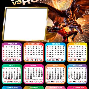Calendário 2026 Batman vs Robin PNG Arte Digital