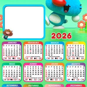 Calendário 2026 Bebê Oggy PNG Arte Digital