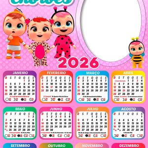 Calendário 2026 Bebês Chorões PNG Arte Digital