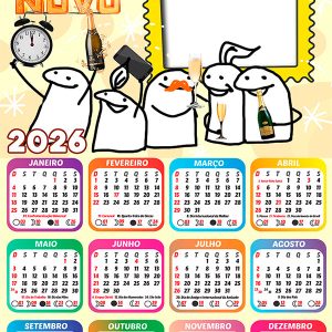 Calendário 2026 Bentô Feliz Ano Novo PNG Arte Digital