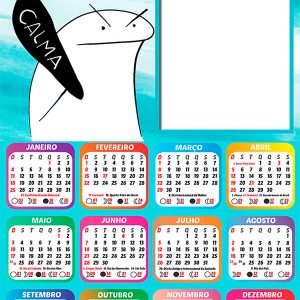 Calendário 2026 Bentô Resolver as Coisas com Calma PNG Arte