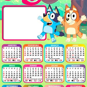 Calendário 2026 Bluey PNG Arte Digital