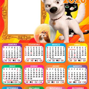 Calendário 2026 Bolt Super Cão PNG Arte Digital