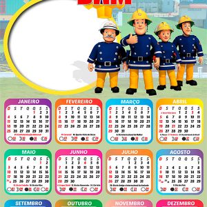 Calendário 2026 Bombeiro SAM PNG Arte Digital