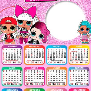 Calendário 2026 Bonecas LOL PNG Arte Digital