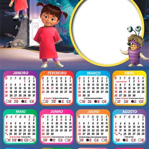 Calendário 2026 Boo Monstros S.A. PNG Arte Digital