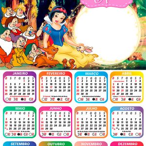 Calendário 2026 Branca de Neve PNG Arte Digital