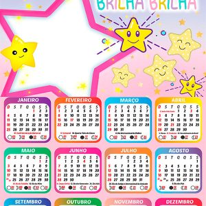Calendário 2026 Brilha Estrelinha PNG Arte Digital