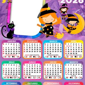 Calendário 2026 Bruxinha PNG Arte Digital