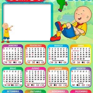 Calendário 2026 Caillou PNG Arte Digital
