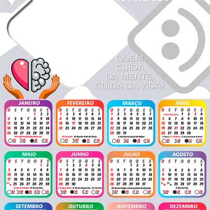 Calendário 2026 Campanha Janeiro Branco PNG Arte Digital