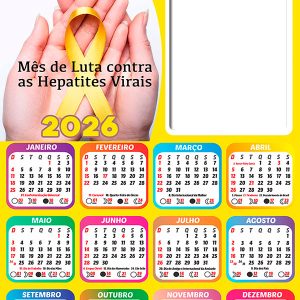 Calendário 2026 Campanha Julho Amarelo PNG Arte Digital