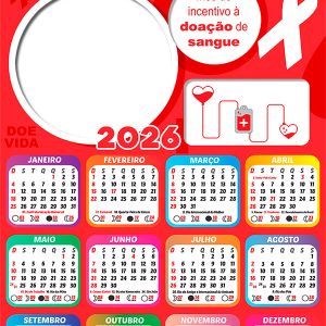 Calendário 2026 Campanha Junho Vermelho PNG Arte Digital