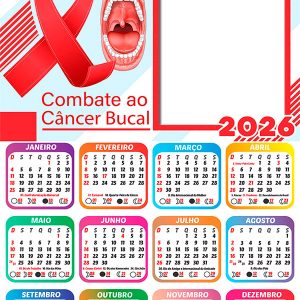 Calendário 2026 Campanha Maio Vermelho PNG Arte Digital