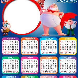 Calendário 2026 Capitão Cueca PNG Arte Digital