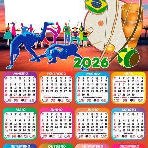 Calendário 2026 Capoeira PNG Arte Digital