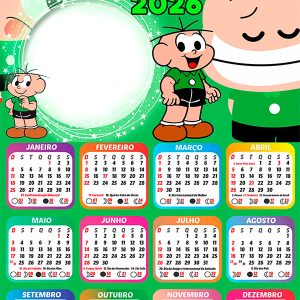 Calendário 2026 Cebolinha PNG Arte Digital