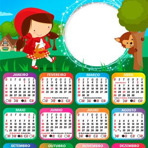 Calendário 2026 Chapéuzinho Vermelho PNG Arte Digital
