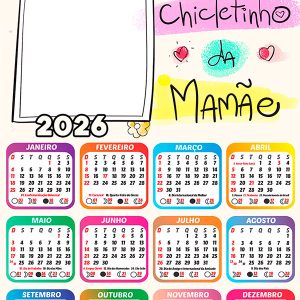 Calendário 2026 Chicletinho da Mamãe PNG Arte Digital