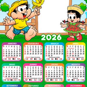 Calendário 2026 Chico Bento e Rosinha PNG Arte Digital