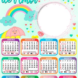 Calendário 2026 Chuva de Amor PNG Arte Digital