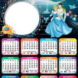 Calendário 2026 Cinderella PNG Arte Digital