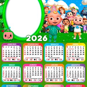 Calendário 2026 Cocomelon PNG Arte Digital
