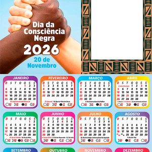 Calendário 2026 Consciência Negra Eu tenho um sonho PNG