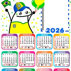 Calendário 2026 Copa do Mundo Bentô PNG Arte Digital