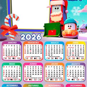 Calendário 2026 Cory Bip Bip e o Natal PNG Arte Digital