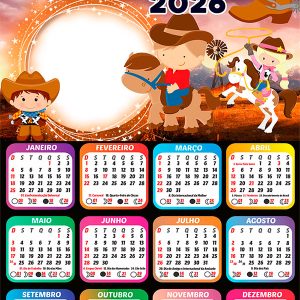 Calendário 2026 Country Infantil PNG Arte Digital