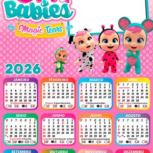 Calendário 2026 Cry Babies Magic Tears PNG Arte Digital