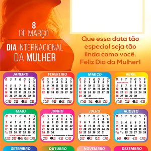 Calendário 2026 Data Especial Dia da Mulher PNG Arte Digital