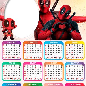 Calendário 2026 Deadpool PNG Arte Digital