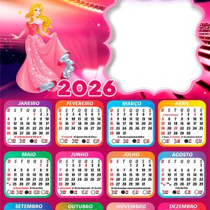 Calendário 2026 Debutante 15 Anos Princesa PNG Arte Digital