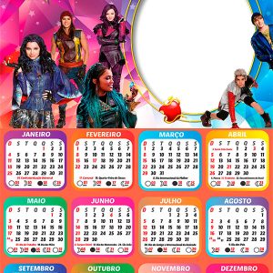 Calendário 2026 Descendentes PNG Arte Digital