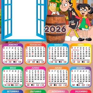 Calendário 2026 Desenho Turma do Chaves PNG Arte Digital