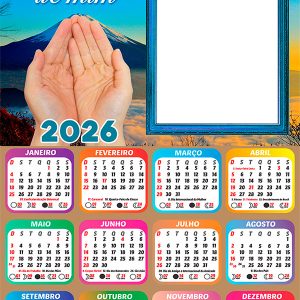 Calendário 2026 Deus Cuida de Mim PNG Arte Digital
