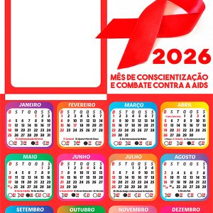 Calendário 2026 Dezembro Vermelho PNG Arte Digital