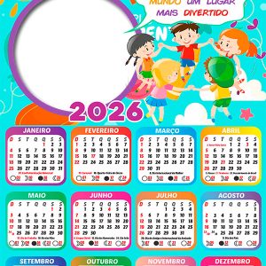 Calendário 2026 Dia da Criança mais Divertido PNG Arte Digital