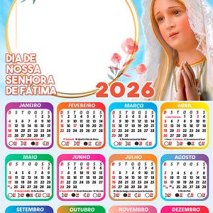 Calendário 2026 Dia de Nossa Senhora de Fátima 13 de Maio Arte