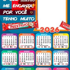 Calendário 2026 Dia dos Professores Tenho Muito Prestígio Arte