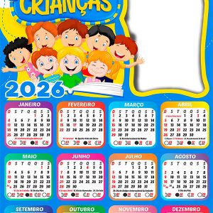 Calendário 2026 Dia mais Feliz da Vida Dia das Crianças PNG Arte