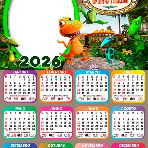 Calendário 2026 Dinotrem PNG Arte Digital