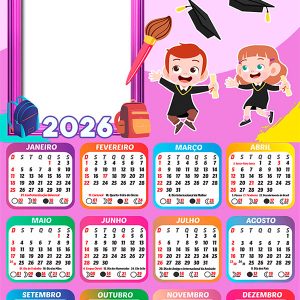 Calendário 2026 Diploma Formatura PNG Arte Digital